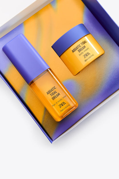 AQUATIC TIDAL DREAM HAIR & BODY MIST 75ML (2.54 FL. OZ) + BODY CREAM 90ML (3.04 FL. OZ).