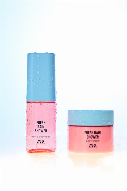 FRESH RAIN SHOWER HAIR & BODY MIST 75ML (2.54 FL.OZ) + BODY CREAM 90ML (3.04 FL.OZ).